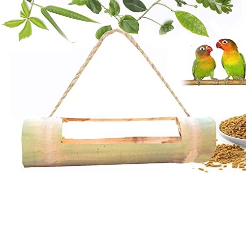Bamboo Open Feeder for Birds Set of 1- Color -Natural