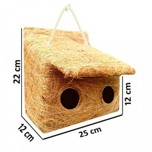 Bird House Duplex in Coir Cage All Birds Love Birds, Budgies, Finches and Decoration 