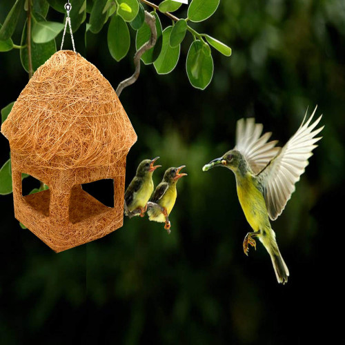 Bird nest open Classic Hut Bird Feeder Purely Handmade with Easy Hanging Rings