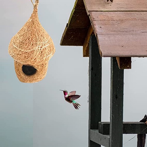 Coir Birds Hut Shape House for Cage All Birds Love Birds- PACK OF 1