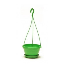 Plastic Hanging Pot with Plate - Green