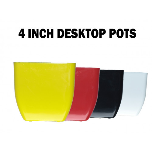 Table Top Square Plastic Pot 4 inch White